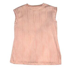 Pink Wavy Cap Sleeve Women's Blouse Medium
